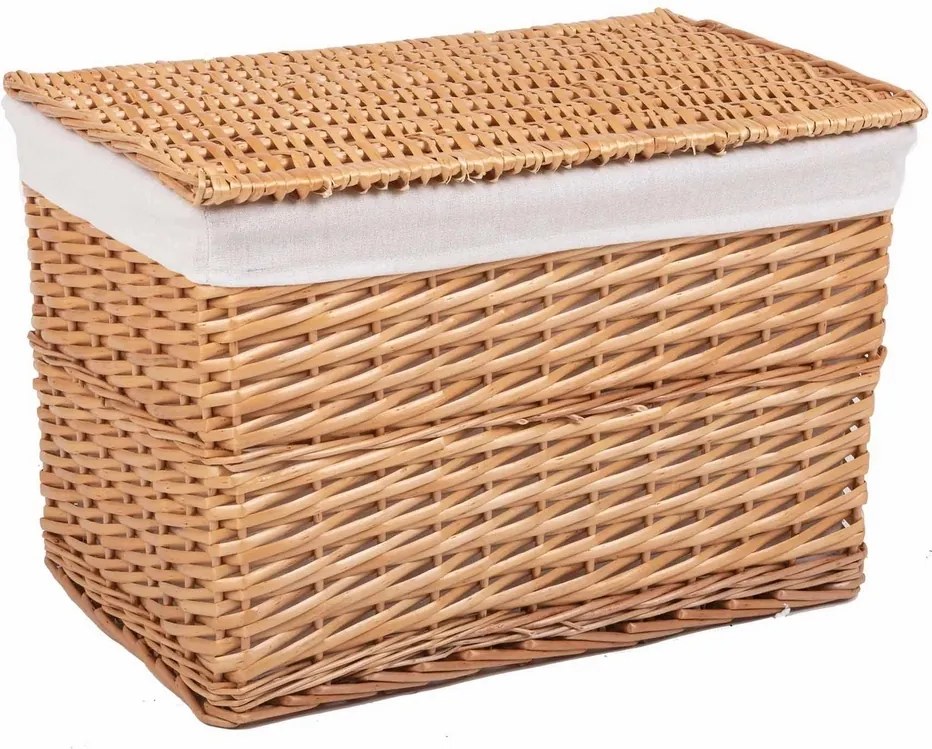 Cos depozitare din lemn de salcie si textil natur Laren 52 cm x 34 cm x 35 h