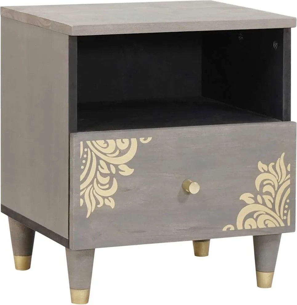 vidaXL Dulap de noapte Gri 40 x 33 x 46 cm Lemn de mango solid