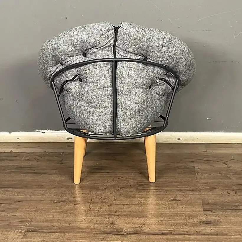 Fotoliu tapitat cu stofa si picioare metalice,rotund,homs,seria B-120,20042