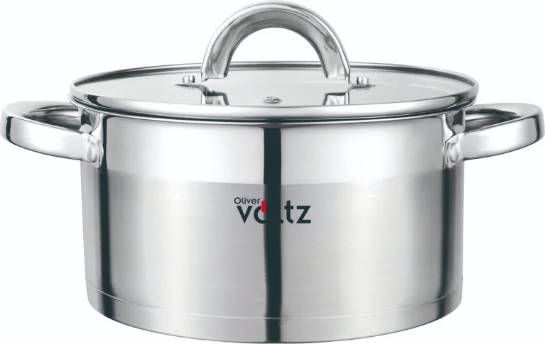 Oala Oliver Voltz OV51210S24, 6,1 l, 24 x 13,5 cm, Scala de masurare, Fund gros, Aragaz, Plite electrice, Inductie, Otel inoxidabil