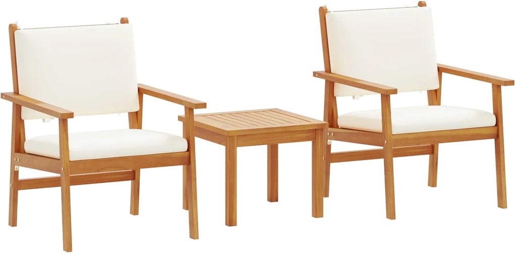 vidaXL Set de canapele pentru grădină 3 pcs Alb crem