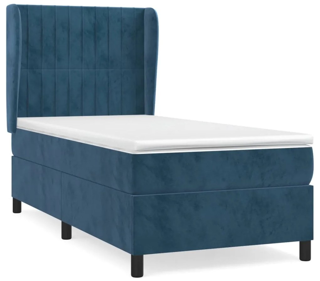 3129301 vidaXL Pat box spring cu saltea, albastru închis, 80x200 cm, catifea