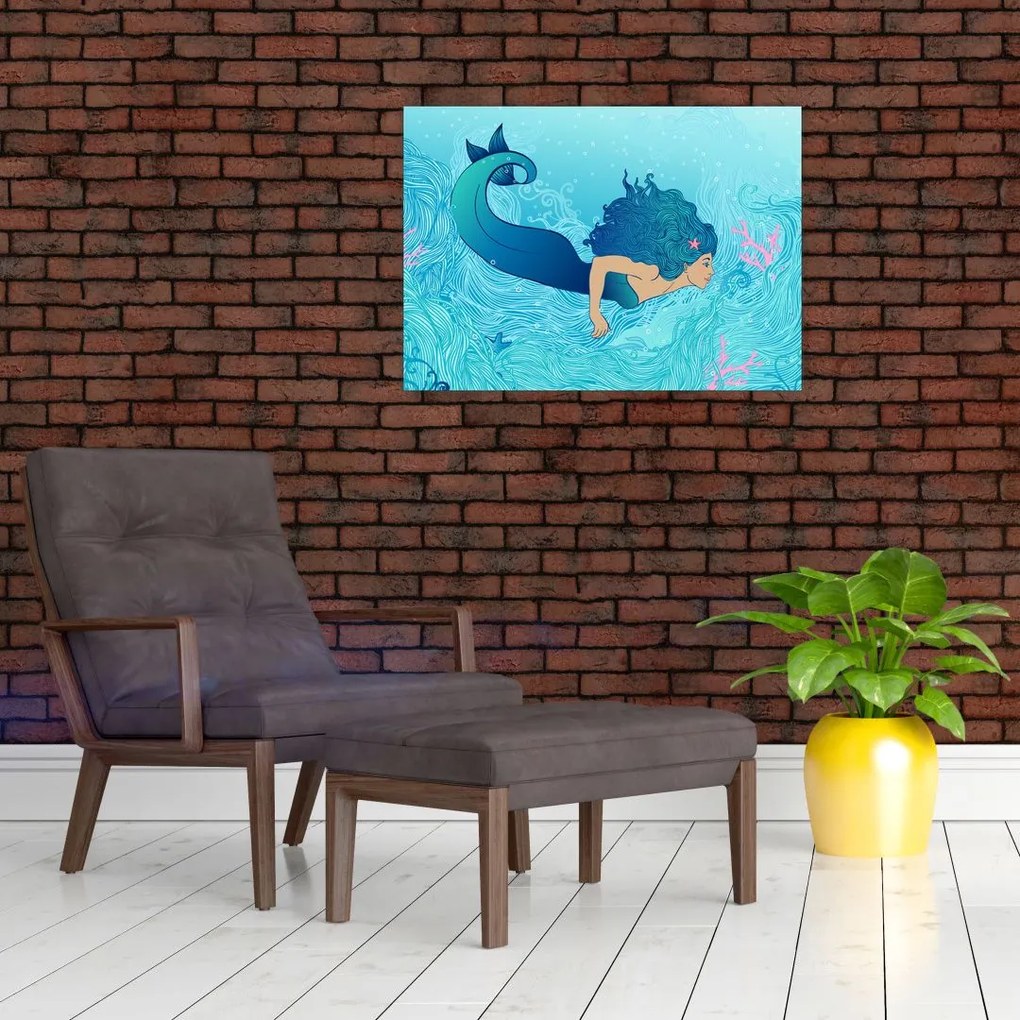 Tablou pe sticlă - Sirena (70x50 cm)