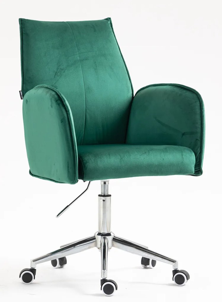 HR280K Scaun Verde din Catifea cu Bază Cromata