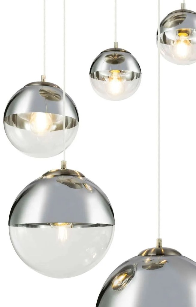Lustra moderna cu 5 pendule VARUS nickel/crom 15851-5 GL