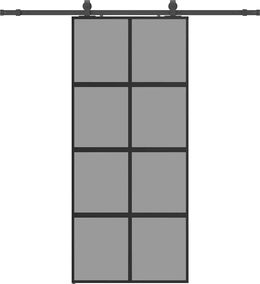 vidaXL Ușă glisantă cu set feronerie neagră 90x205cm sticlă securizată