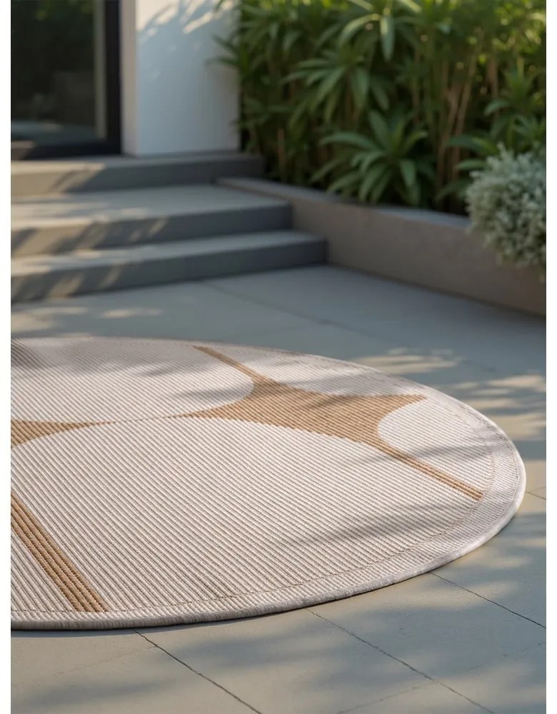Covor pentru exterior și interior bej/fildeș rotund ø 160 cm Duet Bowen – NORTHRUGS