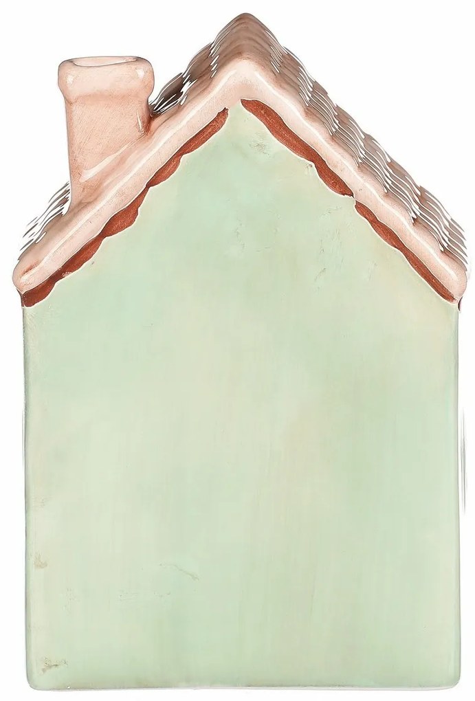 Căsuță din ceramică cu LED, 10 x 7 x 14 cm,primăvară, verde închis