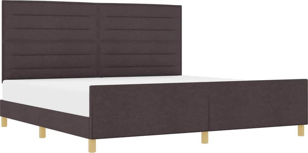 vidaXL Cadru de pat cu headboard Maro închis 200 x 200 cm țesătură