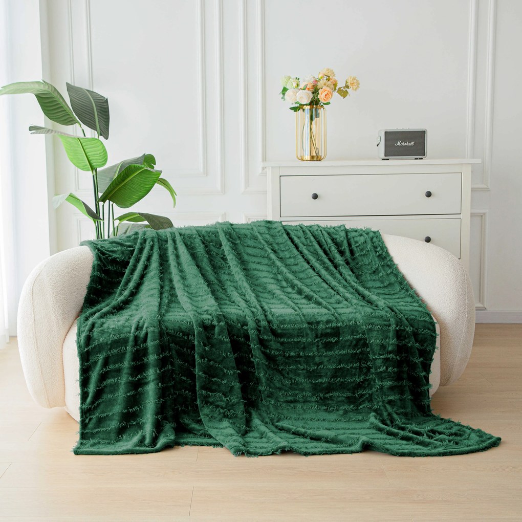 Patura microplus cu model PRESTIGE verde inchis Dimensiune: 160 x 200 cm