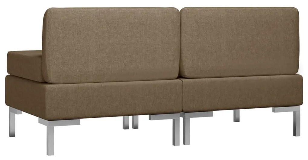 Canapele de mijloc modulare cu perne, 2 buc., maro, textil Maro, 2x Canapea de mijloc