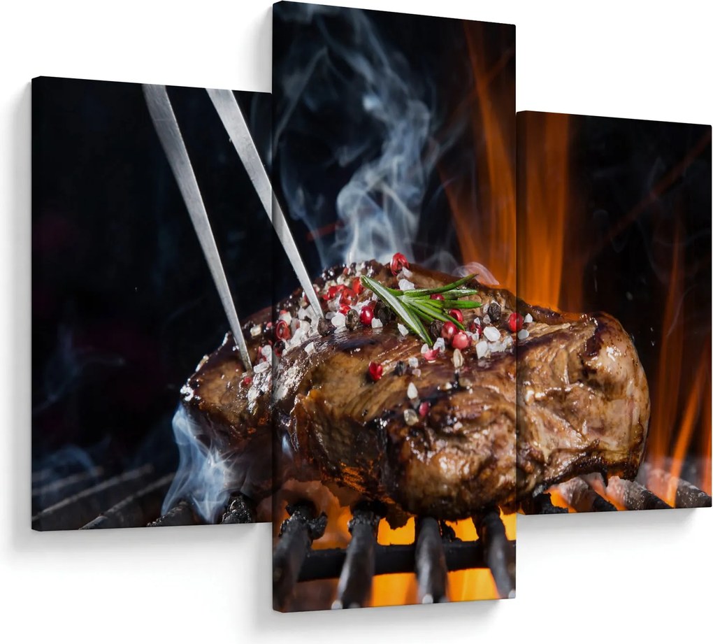 Tablou cu steac pe grill (90x60 cm)