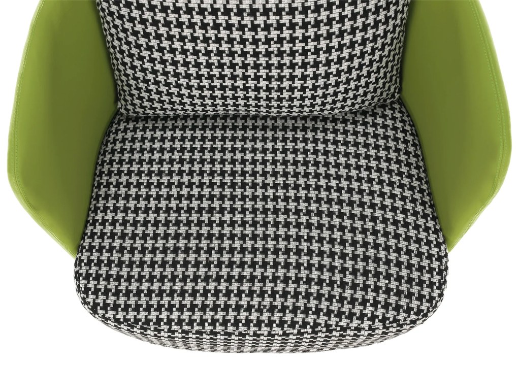 Fotoliu design, model alb-negru/ piele ecologică verde, EMREN