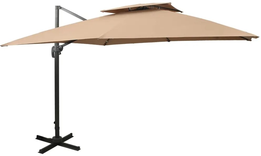 vidaXL Umbrelă în consolă cu înveliș dublu, taupe, 300x300 cm