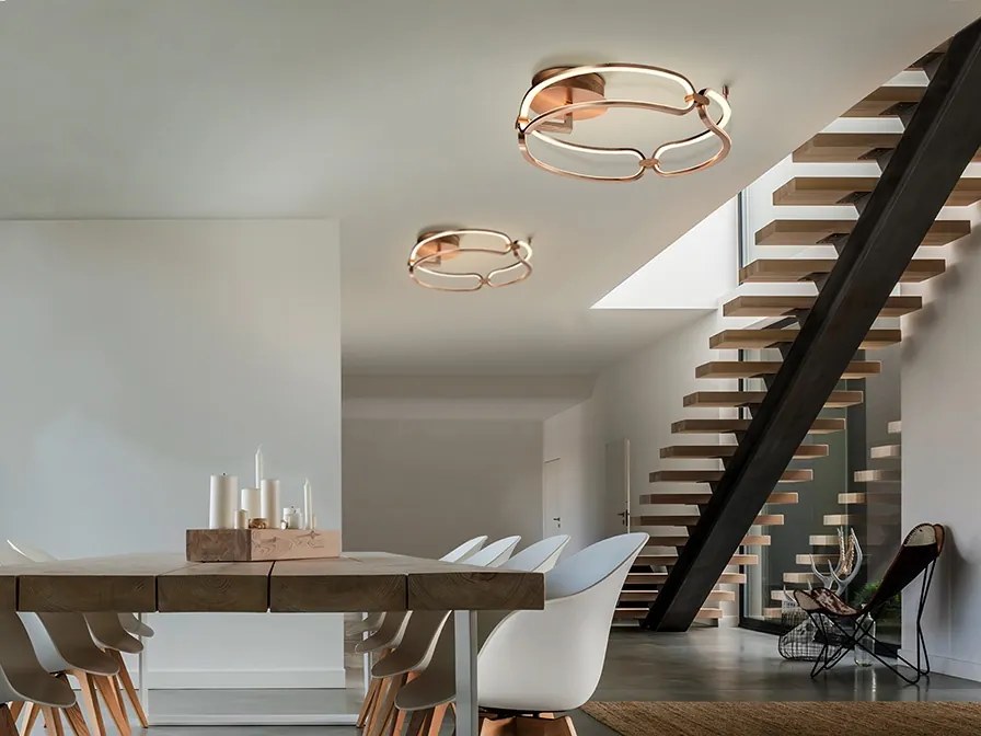 Lustra LED aplicata design ultra-modern 47cm Colette auriu roze