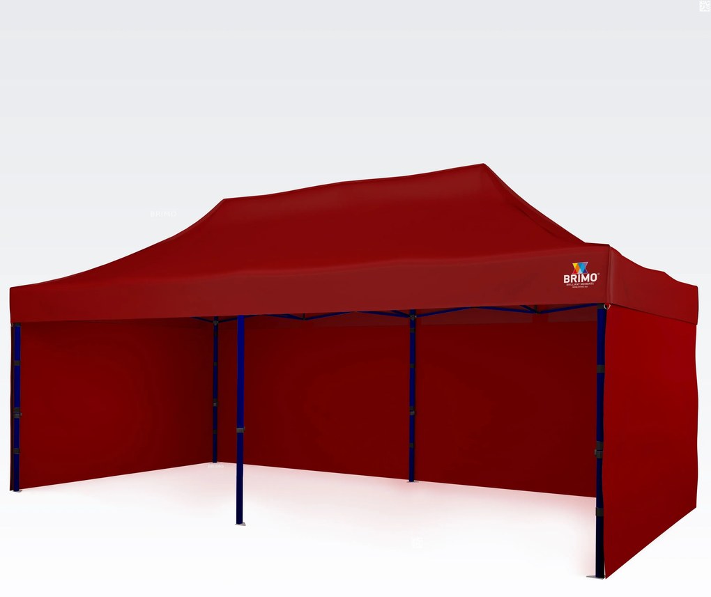 Foișor de grădină 3×6 m – pliabil cu 3 pereți - cu 3 pereți - Rosu