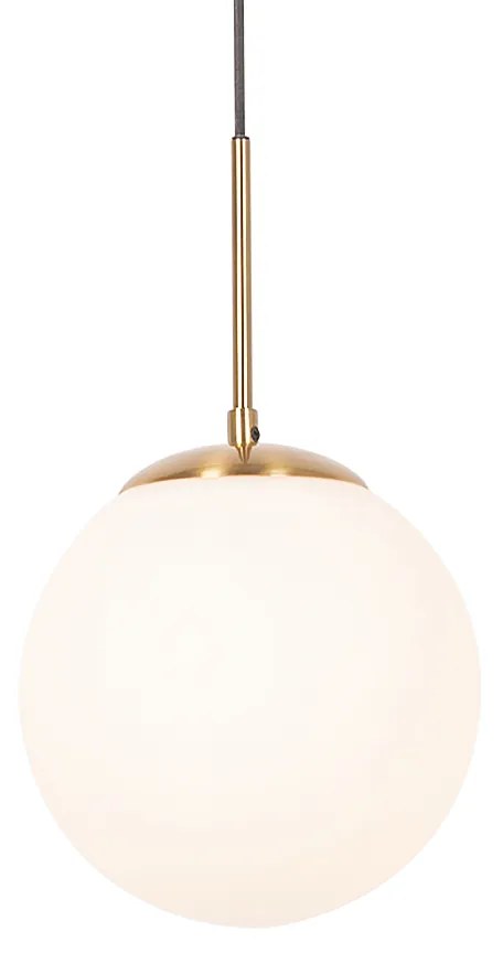 Suspensie Art Deco aurie cu sticla opal - Flore