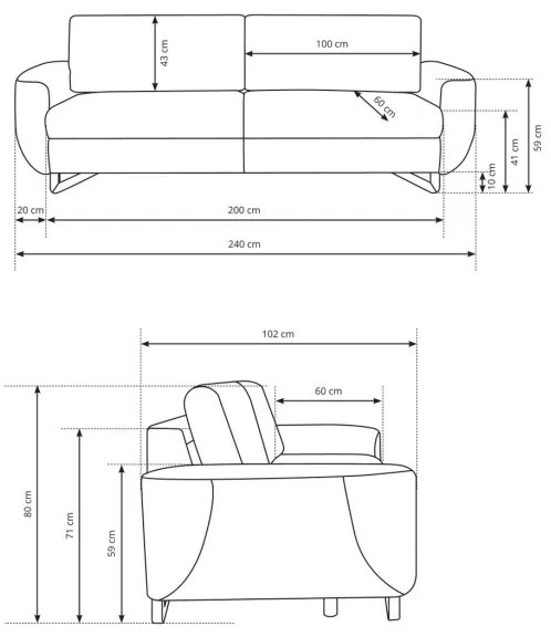 Canapea AVESTA, 3 locuri, antracit