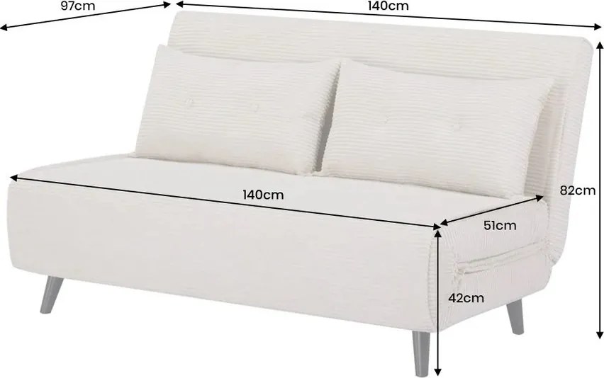 Fotoliu Pat SMART MULTIFUNCTION 140cm catifea raiata bej