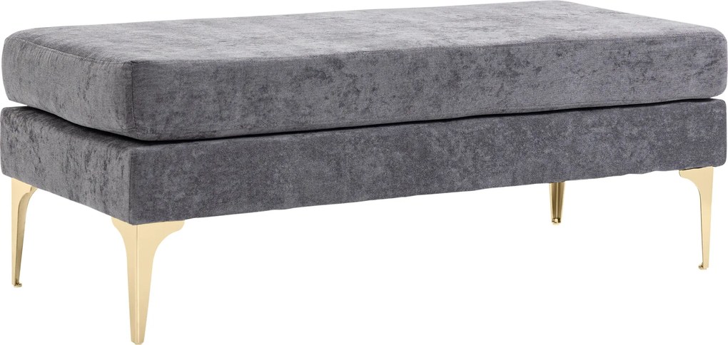 HOMCOM Bancă pentru Pat de Dormitor cu 2 Niveluri, Bancă din Material de Catifea și Oțel, 121x50,5x46,5 cm, Gri Închis | Aosom Romania