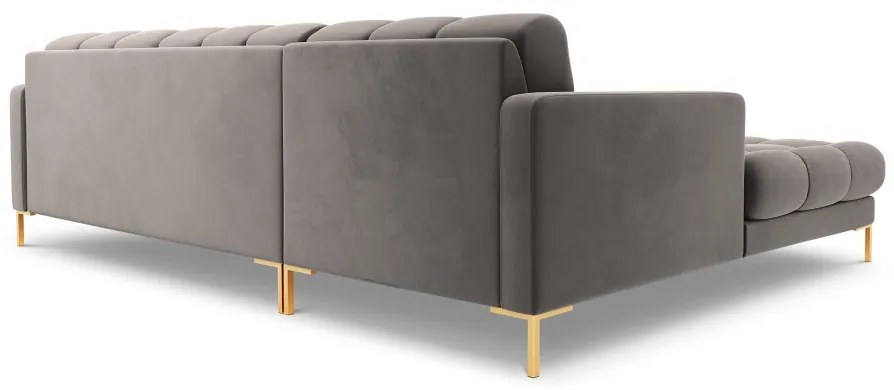 Colțar tapițat Bali, Gri deschis/5 locuri/picioare gold/partea stângă/ L293 x l185 x h75