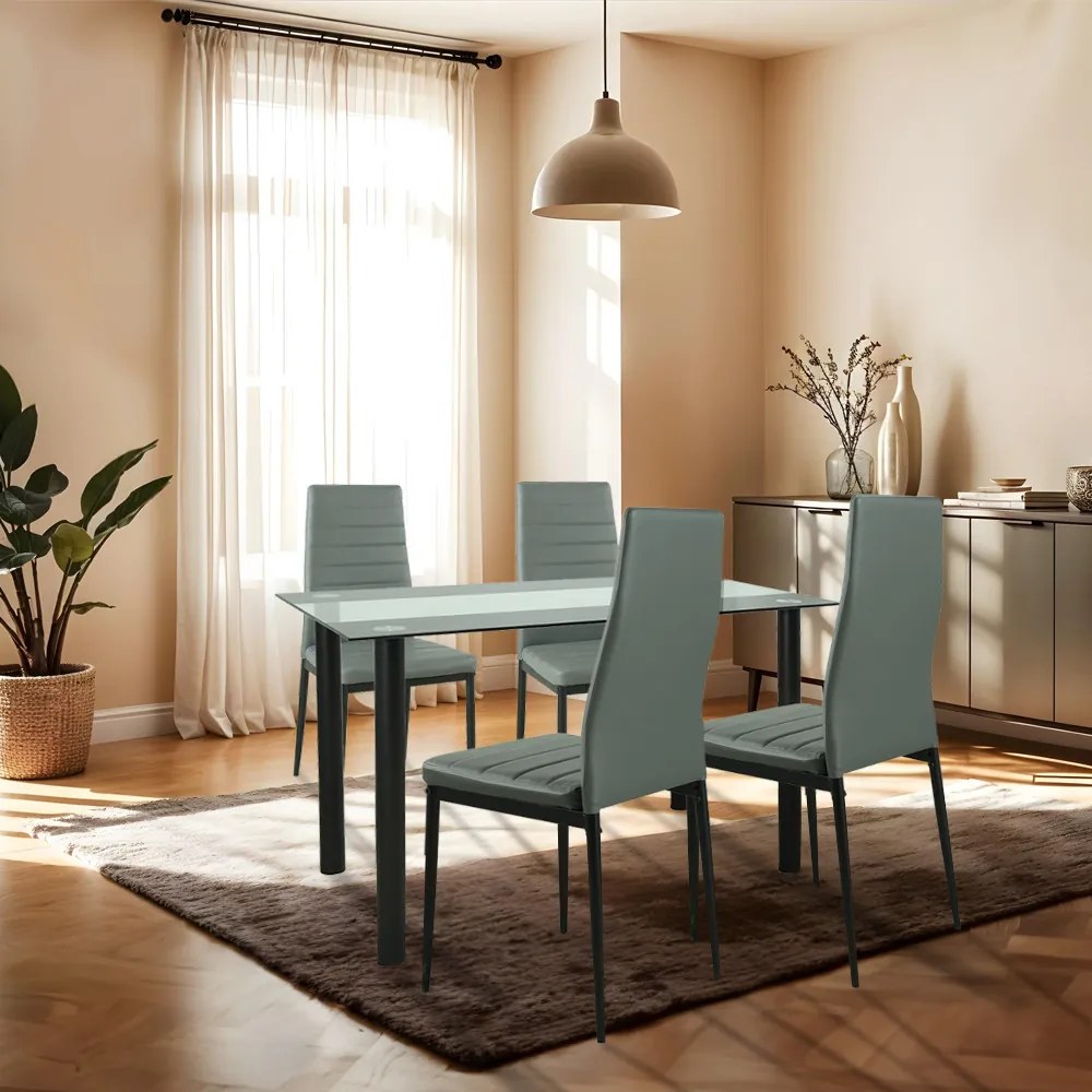 Set de masă Mezza 4+1 gri-negru