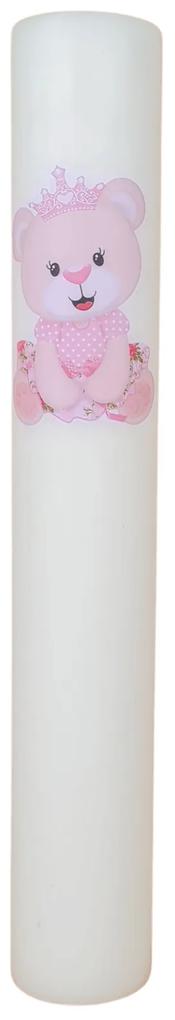 Lumanare Botez Ursulet roz 4,5 cm, 35 cm