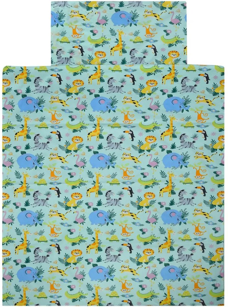 Lenjerie de pat din bumbac pentru patut JUNGLE JOY colorata Dimensiune lenjerie de pat: 40 x 60 cm | 100 x 135 cm
