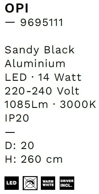 Pendul LED design ambiental Opi negru