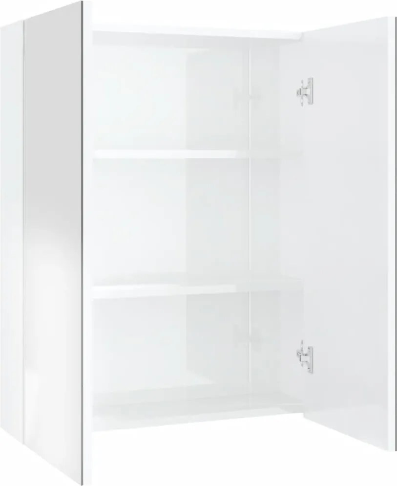 vidaXL Dulap de baie cu oglindă, alb strălucitor, 60x15x75 cm, MDF