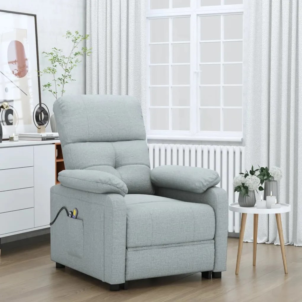 3073812 vidaXL Fotoliu de masaj electric rabatabil, gri deschis, textil