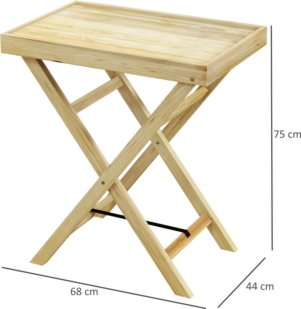 Outsunny Masă de grădină exterior rectangulară din lemn pentru balcon terasă 68L x 44l x 75H cm Natural | Aosom Romania