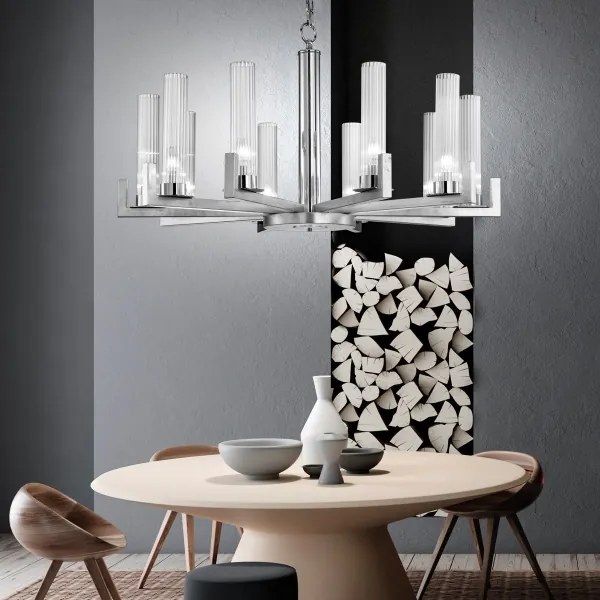 Lustră pe lanț RAGGIO 10xE14/25W/230V argintie Kolarz 6009.81050