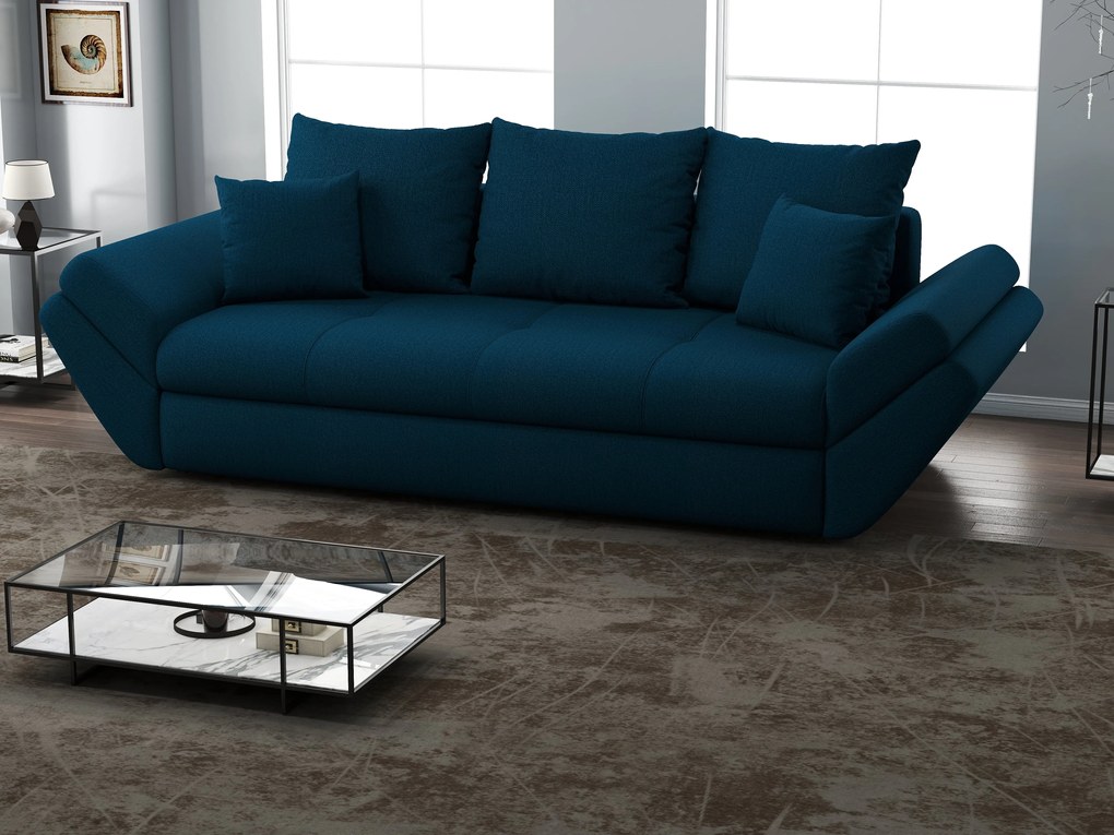 Canapea extensibilă dumonde cu ladă de depozitare si sezut confortabil din spuma high-density, Loana Enjoy Petrol 250x100 cm