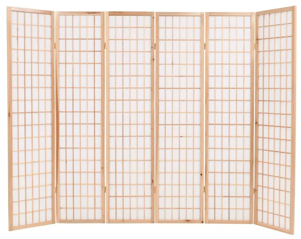 245904 vidaXL Paravan pliabil 6 panouri, stil japonez, 240x170 cm, Natural