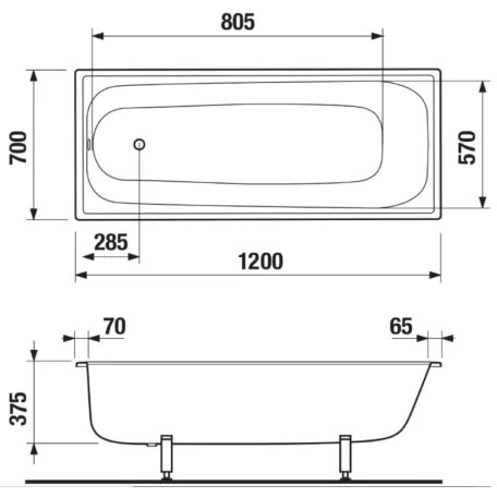 JIKA H2340200000001 - Cadă RIGA 120x70 cm oțel/alb