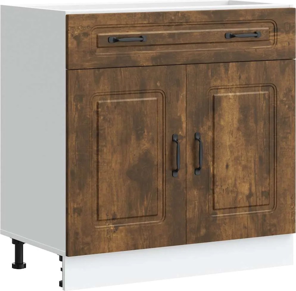 vidaXL Dulap de bucătărie „Kalmar” din lemn de lemn de stejar afumat