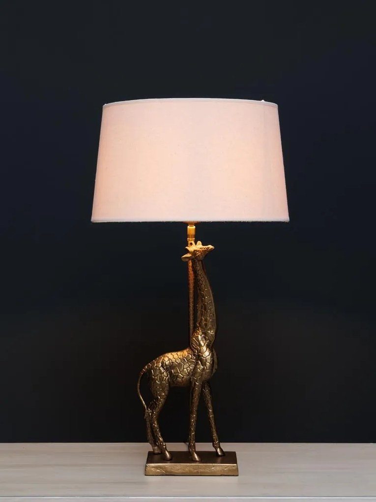 Lampa de masa, cu abajur din in, Giraffe