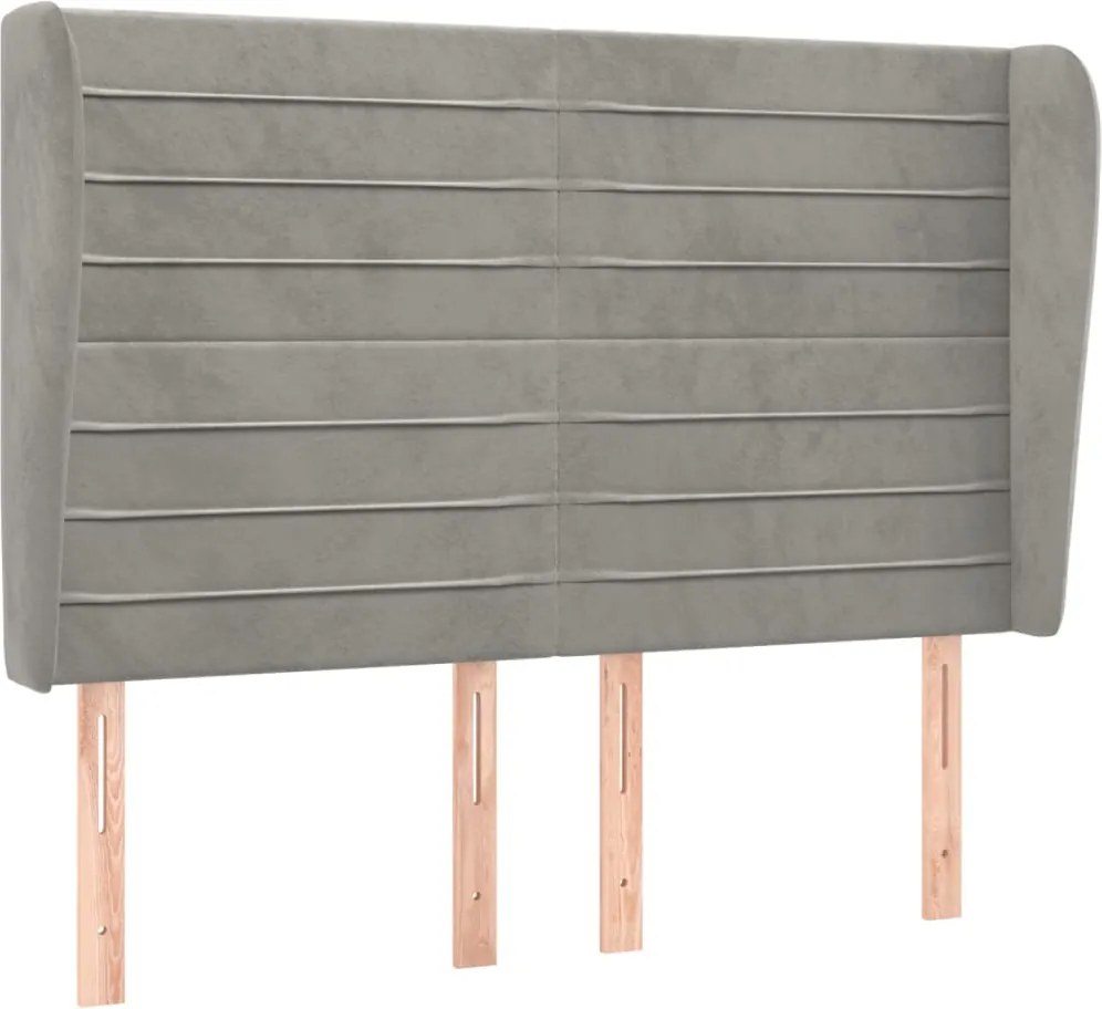 vidaXL Tăblie de pat cu aripioare gri deschis 147x23x118/128cm catifea