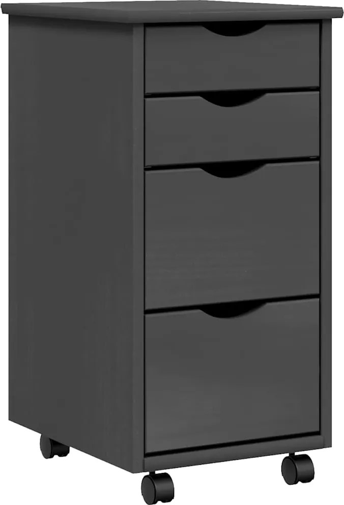 vidaXL Dulap rulant cu sertare MOSS, gri, lemn masiv de pin