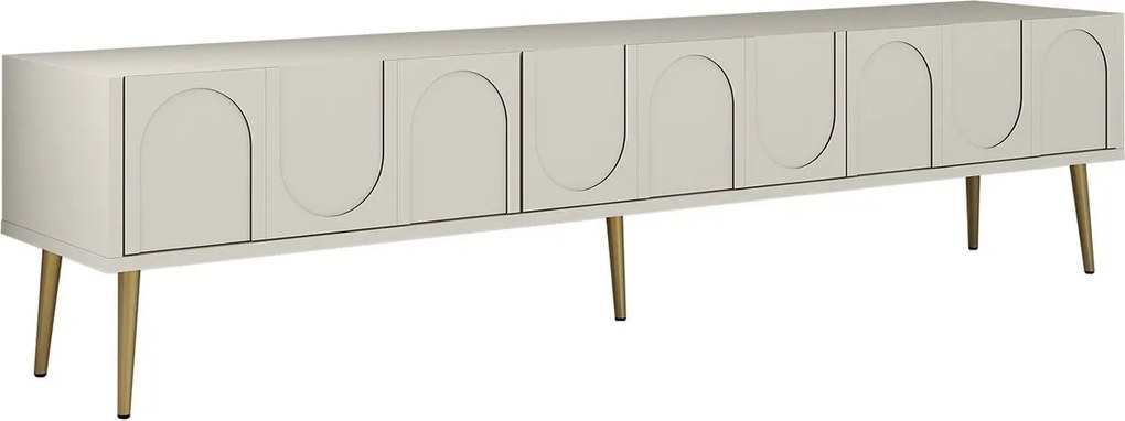 Comoda TV, Hanah Home, Lyon 43, 180x43x35 cm, Crem / Aur