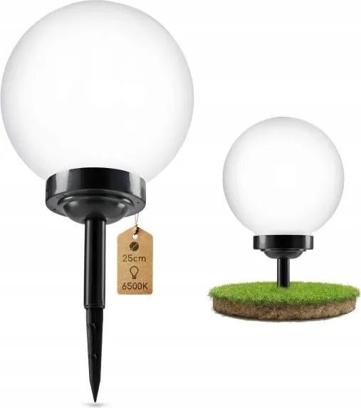 Lampă solară LED, 1,2 V, 6500 K, 200 mAh, diametru 25 cm, IP44, alb/negru