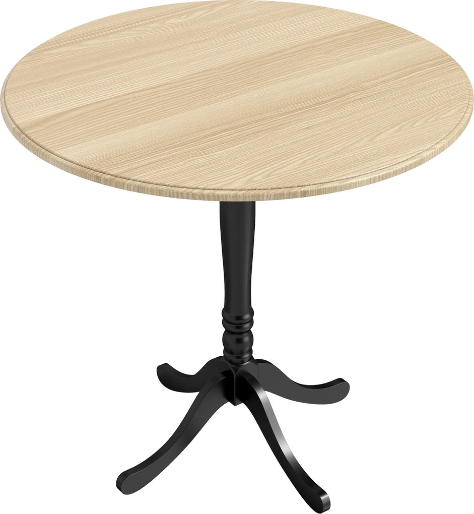 HOMCOM Masă rotundă pentru 4 persoane Ø 80 cm, masă de bucătărie, suport din oțel, stil modern, lemn natural și negru | Aosom Romania