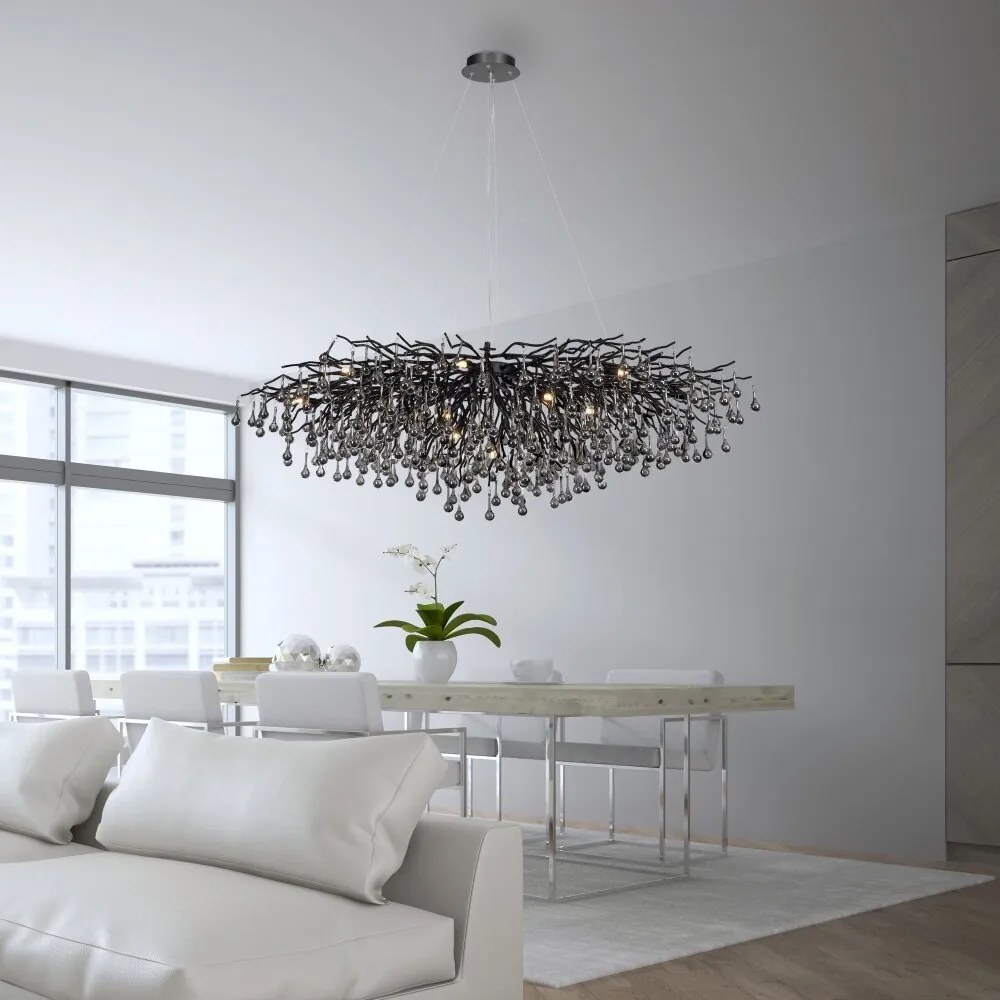 Lustra suspendata design magnific ICICLE negru, 75x150cm