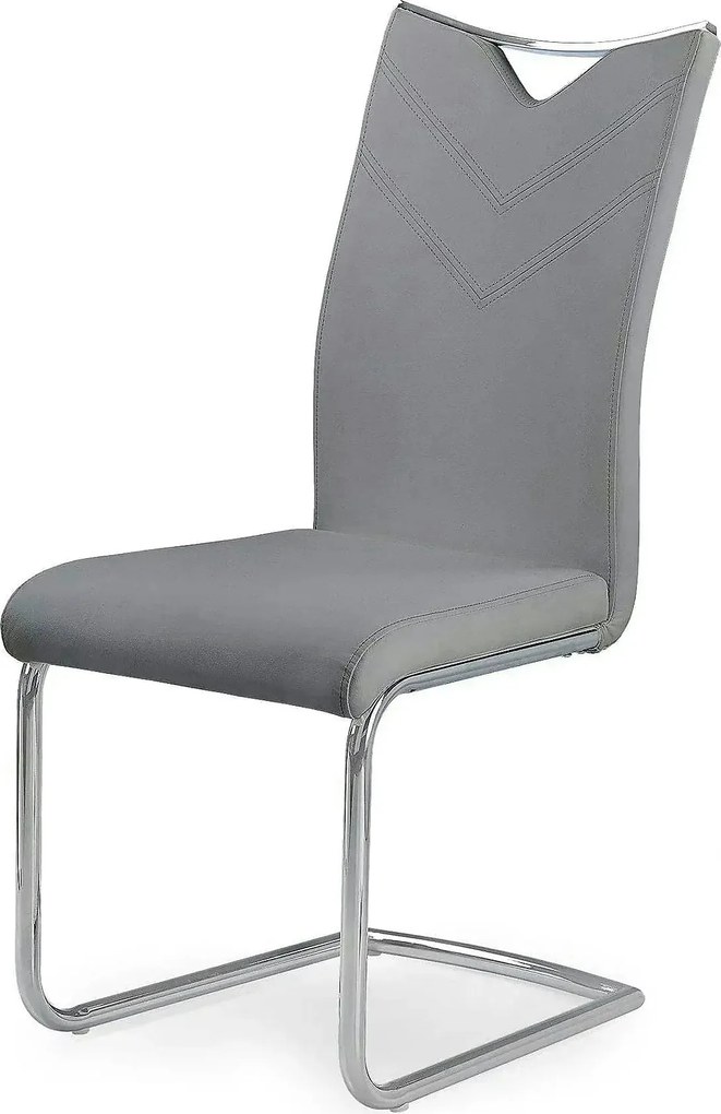 Scaun tapitat K224, gri/crom, piele ecologica/metal, 44X59X100 CM