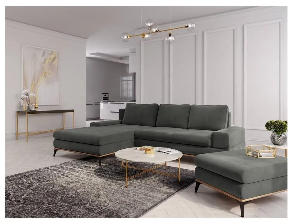 Colțar extensibil cu șezlong pe partea stângă Windsor &amp; Co Sofas Planet, gri închis