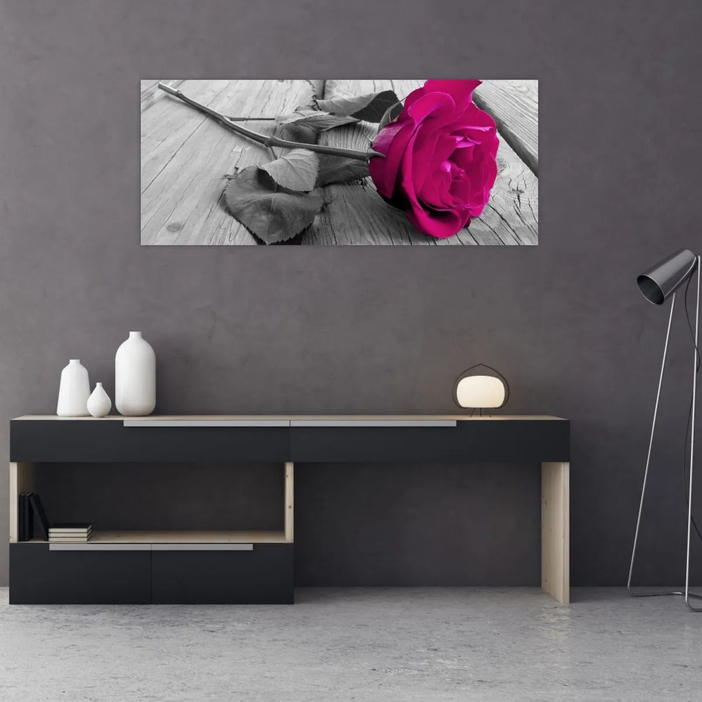 Tablou - Trandafir roz (120x50 cm)