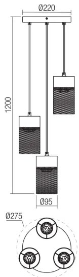 Lustră pe cablu STEM 3xE27/42W/230V Redo 01-3142