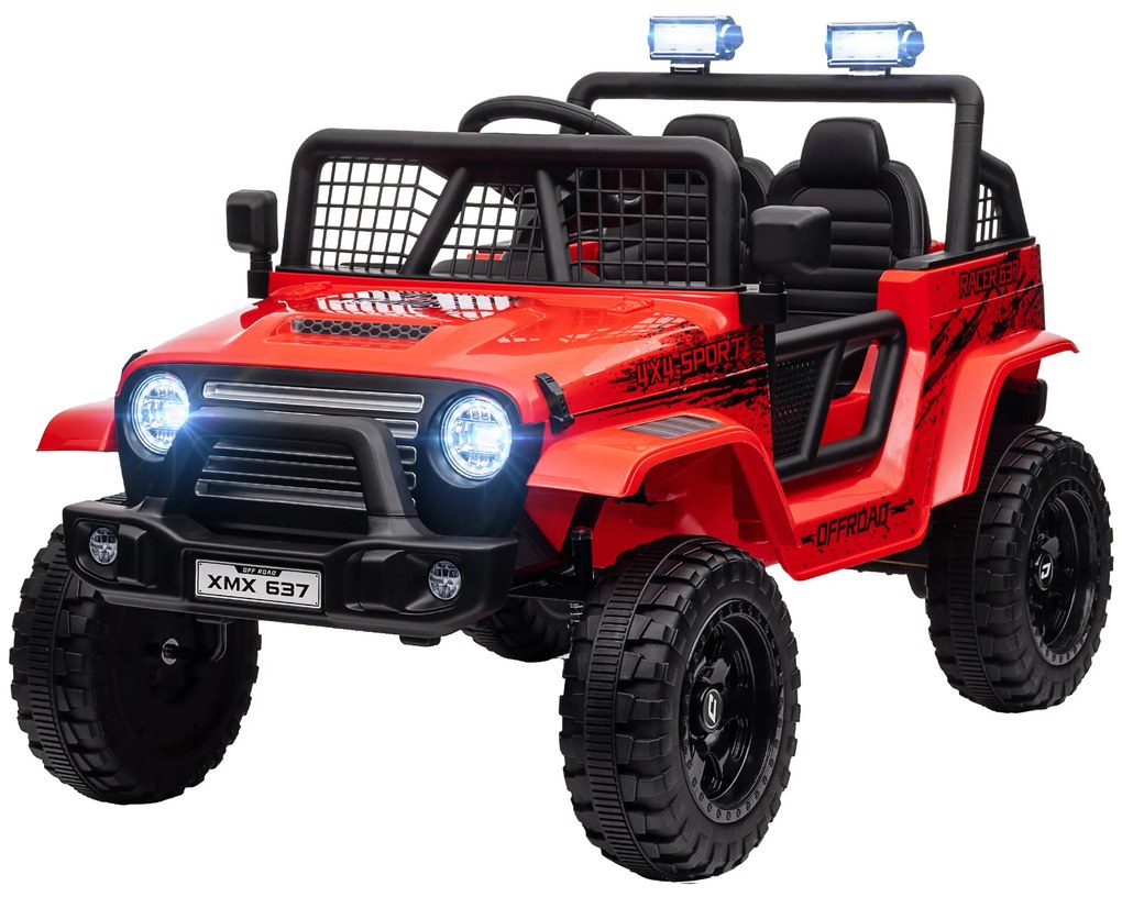 AIYAPLAY Mașină electrică pentru copii cu suspensie moale, control de la distanță, lumini LED, claxon, motoare 12 V, din plastic și metal, roșu | Aosom Romania