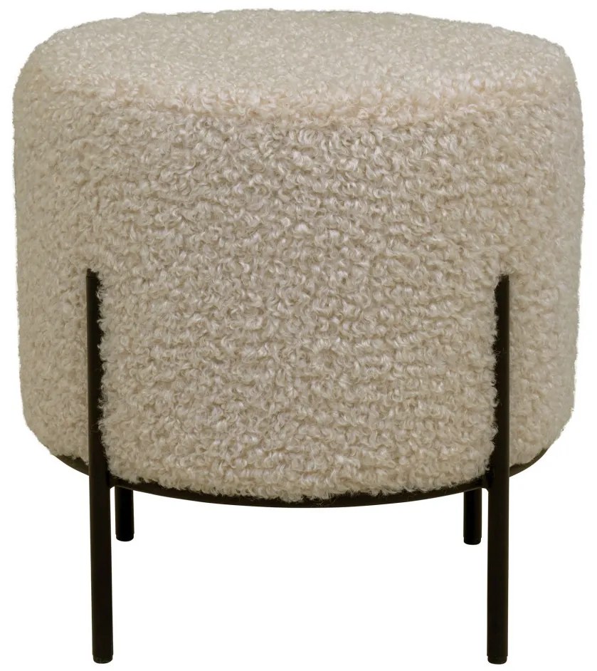 Pouf Alford Piele artificială de miel, gri-maro cu picioare negre, 35,5x37 cm